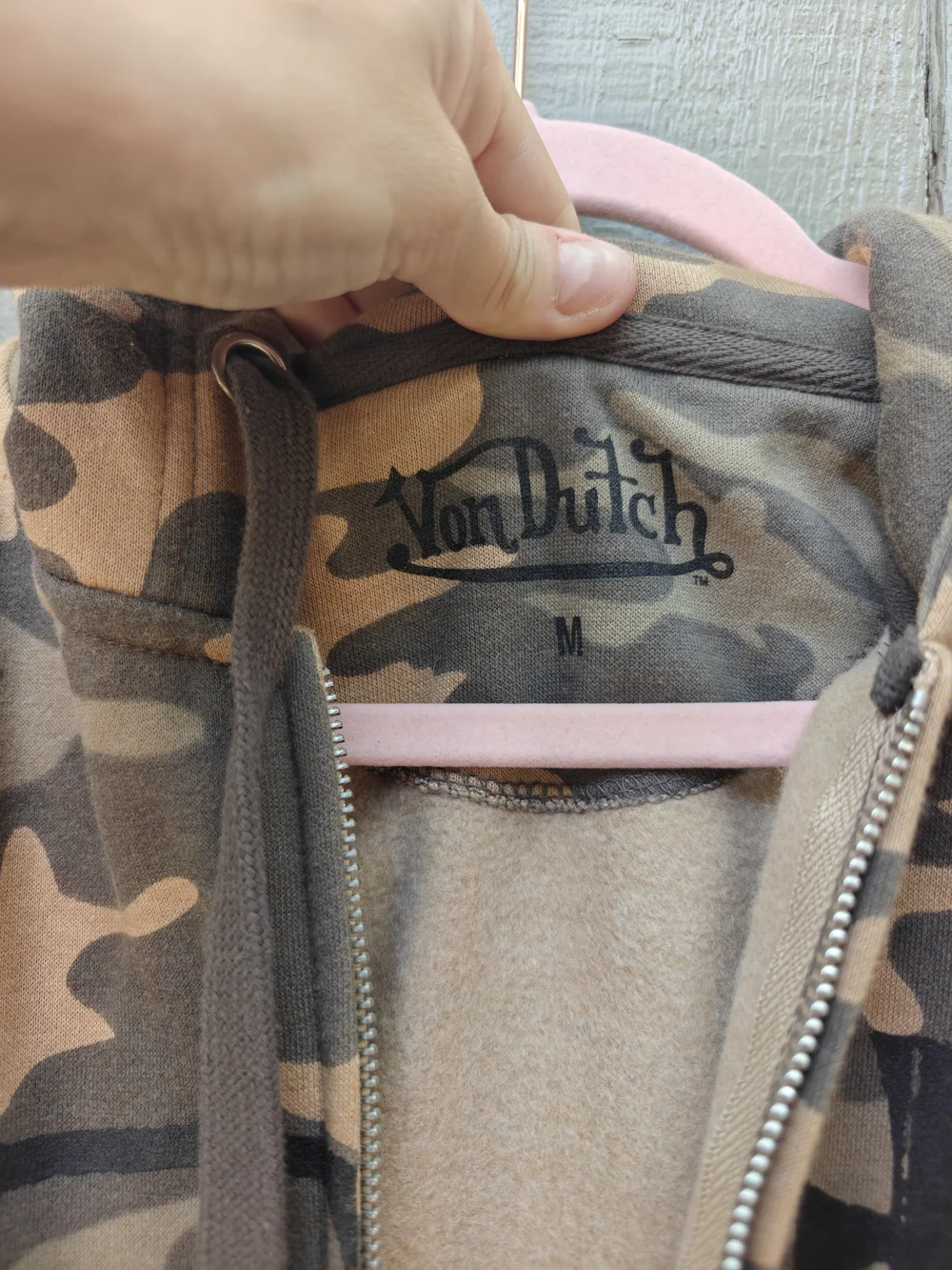 Von Dutch Men's Camo Zip-Up Hoodie - Green and Tan